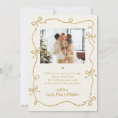 Hand Drawn Bows Arch 2 Photo Merry Christmas Red シーズンカード (裏面)