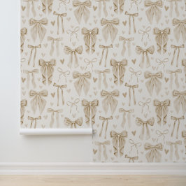 Hand-Drawn Bows in Champagne and Beige 壁紙