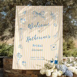 Hand Drawn Bridal Shower Backdrop Tapestry タペストリー