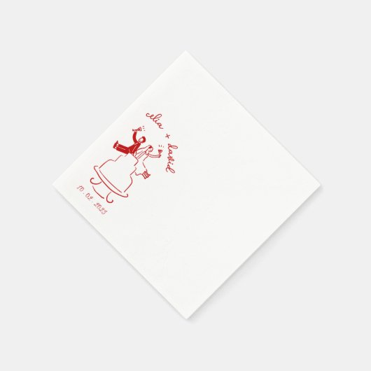 Hand Drawn Bride and Groom wadding スタンダードカクテルナプキン (角)