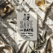 Hand drawn Bride and Groom Wedding Save The Date セーブザデート