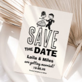 Hand drawn Bride and Groom Wedding Save The Date セーブザデート
