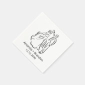 Hand Drawn Bride Groom Dancing Wedding スタンダードカクテルナプキン (角)