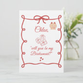 Hand Drawn Bridesmaid bridal Proposal Cards 招待状 (スタンド正面)