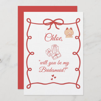Hand Drawn Bridesmaid bridal Proposal Cards 招待状