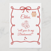 Hand Drawn Bridesmaid bridal Proposal Cards 招待状 (正面)