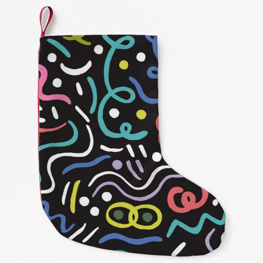 Hand drawn brush. Abstract pattern, zigzags, lines スモールクリスマスストッキング (正面)