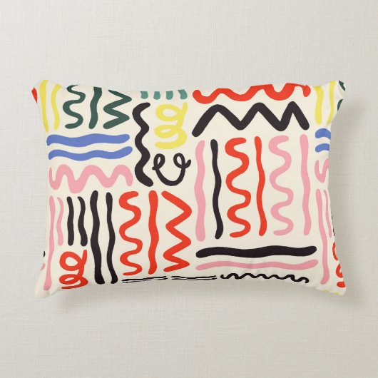 Hand drawn brush pattern, zigzags, lines and curve アクセントクッション (正面)