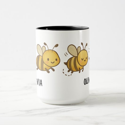 Hand Drawn Bumble Bees Custom Cute マグカップ (中央)