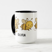 Hand Drawn Bumble Bees Custom Cute マグカップ (正面左)