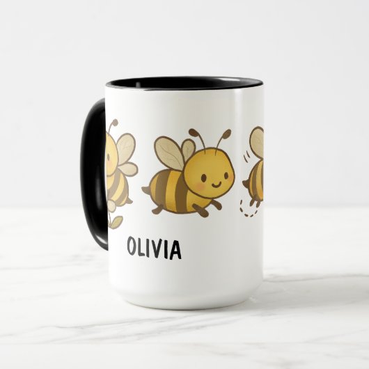 Hand Drawn Bumble Bees Custom Cute マグカップ (正面左)