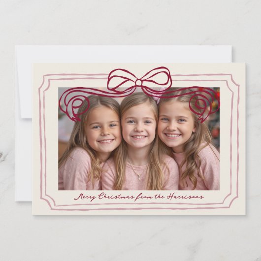 Hand Drawn Burgundy Blush Bow Frame シーズンカード (正面)