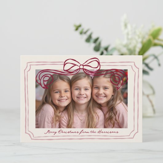 Hand Drawn Burgundy Blush Bow Frame シーズンカード (スタンド正面)