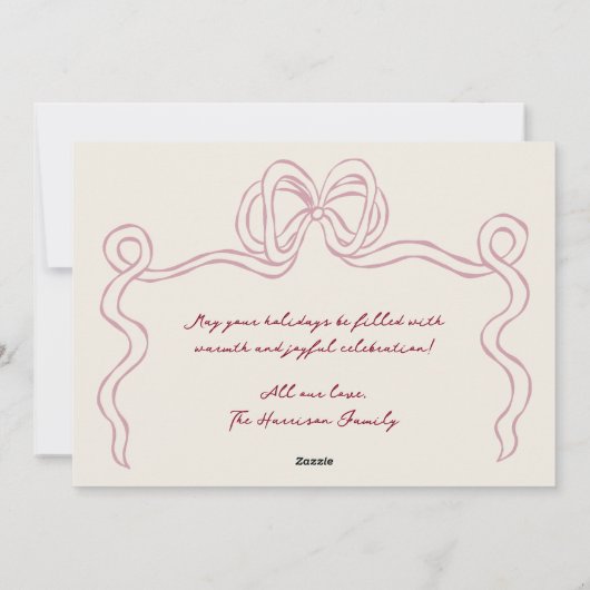 Hand Drawn Burgundy Blush Bow Frame シーズンカード (裏面)