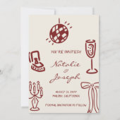 Hand Drawn Burgundy Romantic Whimsical Wedding セーブザデート (裏面)