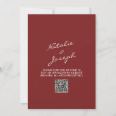 Hand Drawn Burgundy Whimsical QR Code Wedding 招待状 (裏面)