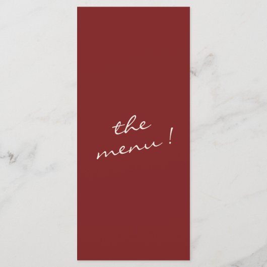 Hand Drawn Burgundy Whimsical Quirky Wedding メニュー (裏面)