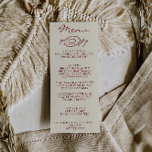 Hand Drawn Burgundy Whimsical Quirky Wedding メニュー<br><div class="desc">A colorful retro funky modern burgundy wedding dinner menu. Which features chic template design of boho vintage milky beige background and deep red typography and hand written menu in burgundy. And hand drawn plate and fork and spoon. Perfect and matching with the whole suite.</div>