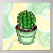 Hand drawn Cactus Succulent with green and yellow  ポスター (正面)