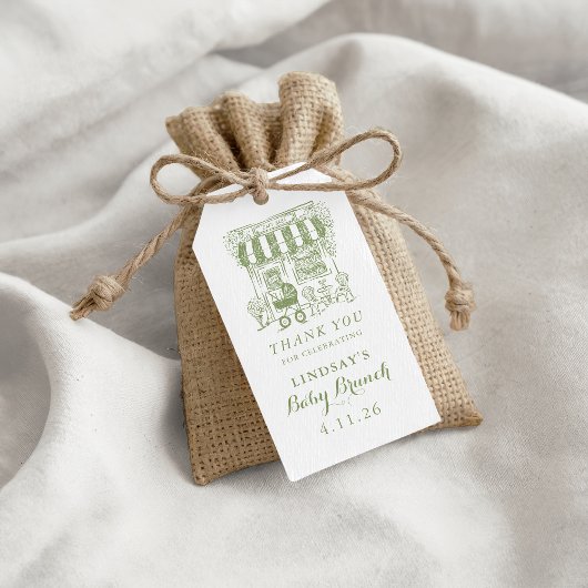 Hand Drawn Cafe Bebe Baby Brunch ギフトタグ