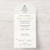 Hand Drawn Cake Doodle Modern Wedding オールインワン招待状 (内側)