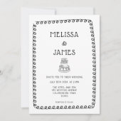 Hand Drawn Cake Doodle Whimsical Wedding 招待状 (正面)