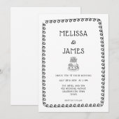 Hand Drawn Cake Doodle Whimsical Wedding 招待状 (正面/裏面)