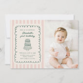 Hand Drawn Cake Quirky Unique 1st Birthday Photo 招待状 (正面)