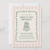 Hand Drawn Cake Quirky Unique Birthday Party 招待状 (正面)