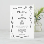 Hand Drawn Cake Whimsical Wedding 招待状 (スタンド正面)