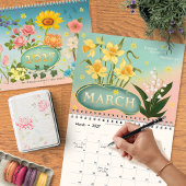 Hand Drawn Calendar Art Nouveau Flowers カレンダー