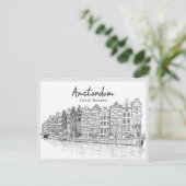 Hand drawn Canal Houses Amsterdam Netherlands ポストカード (スタンド正面)