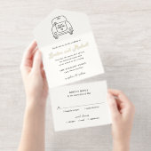Hand Drawn Car Doodle Modern Wedding オールインワン招待状 (切り取り部)