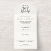 Hand Drawn Car Doodle Modern Wedding オールインワン招待状 (内側)