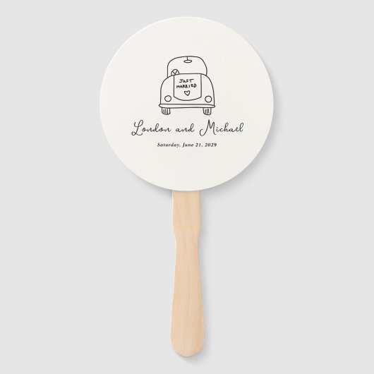 Hand Drawn Car Doodle Modern Wedding ハンドファン (正面)