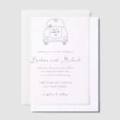 Hand Drawn Car Doodle Modern Wedding ベラム紙招待状 (オフセット)