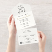 Hand Drawn Car Doodle QR Code Modern Wedding オールインワン招待状 (切り取り部)