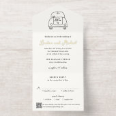 Hand Drawn Car Doodle QR Code Modern Wedding オールインワン招待状 (内側)