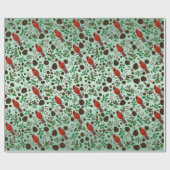 Hand Drawn Cardinal & Winter Greenery Christmas ラッピングペーパー (フラット)