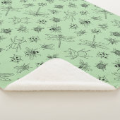 Hand-Drawn Cartoon Insects Pattern Throw Blanket シェルパブランケット (3/4)