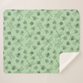 Hand-Drawn Cartoon Insects Pattern Throw Blanket シェルパブランケット (正面(横))