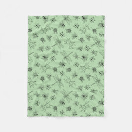 Hand-Drawn Cartoon Insects Pattern Throw Blanket フリースブランケット