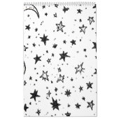 Hand Drawn Celestial Night Sky Pattern カレンダー (カバー)