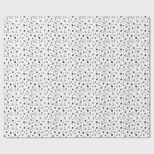 Hand Drawn Celestial Night Sky Pattern ラッピングペーパー (フラット)