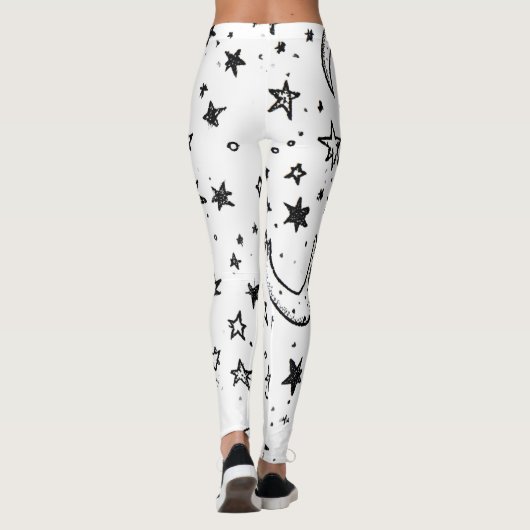 Hand Drawn Celestial Night Sky Pattern レギンス (裏面)