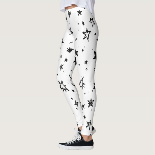 Hand Drawn Celestial Night Sky Pattern レギンス (左)