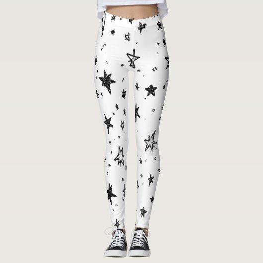 Hand Drawn Celestial Night Sky Pattern レギンス (正面)