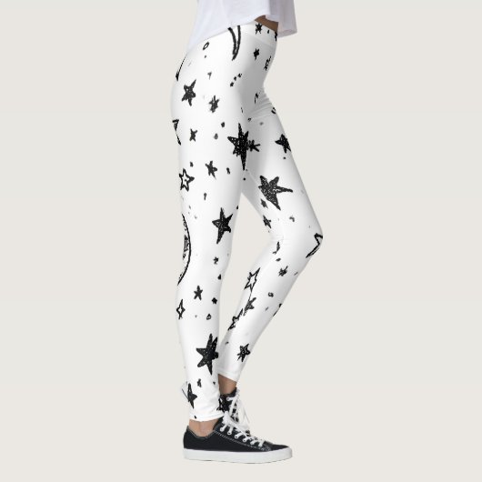 Hand Drawn Celestial Night Sky Pattern レギンス (右)