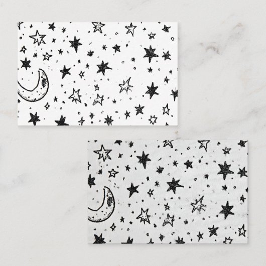 Hand Drawn Celestial Night Sky Pattern 名刺 (正面/裏面)
