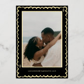 Hand Drawn Celestial Wedding Save the Date in Gold 箔招待状 (裏面)